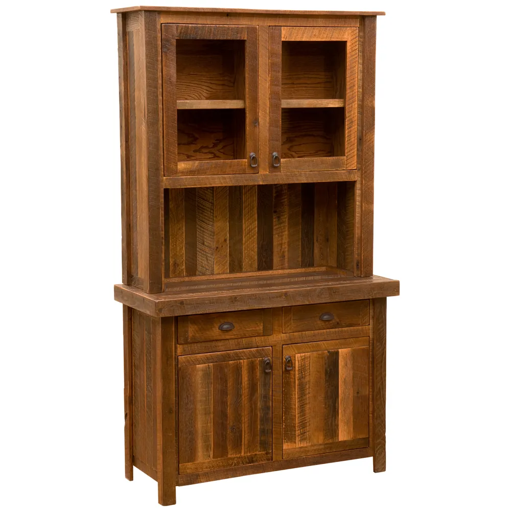 Barnwood 48-inch Buffet & Hutch - Antique Oak Top