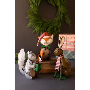 Set of 3 Recycled Metal Christmas Woodland Critters 1