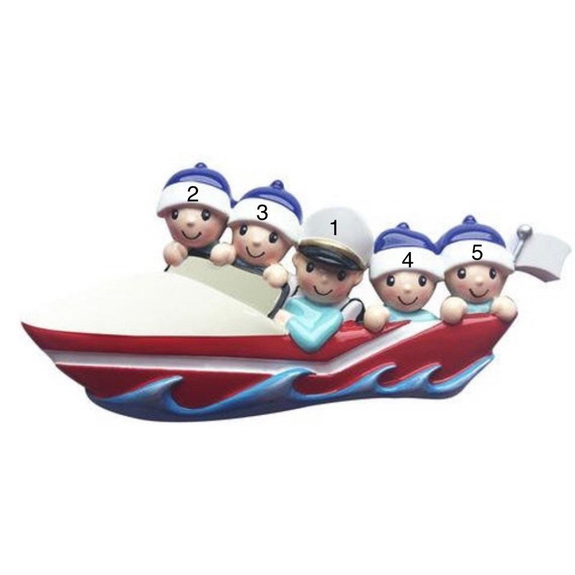 CRUISERS BOAT CHRISTMAS ORNAMENT W SPINNING PROPELLER - FISHERMAN FAMILY