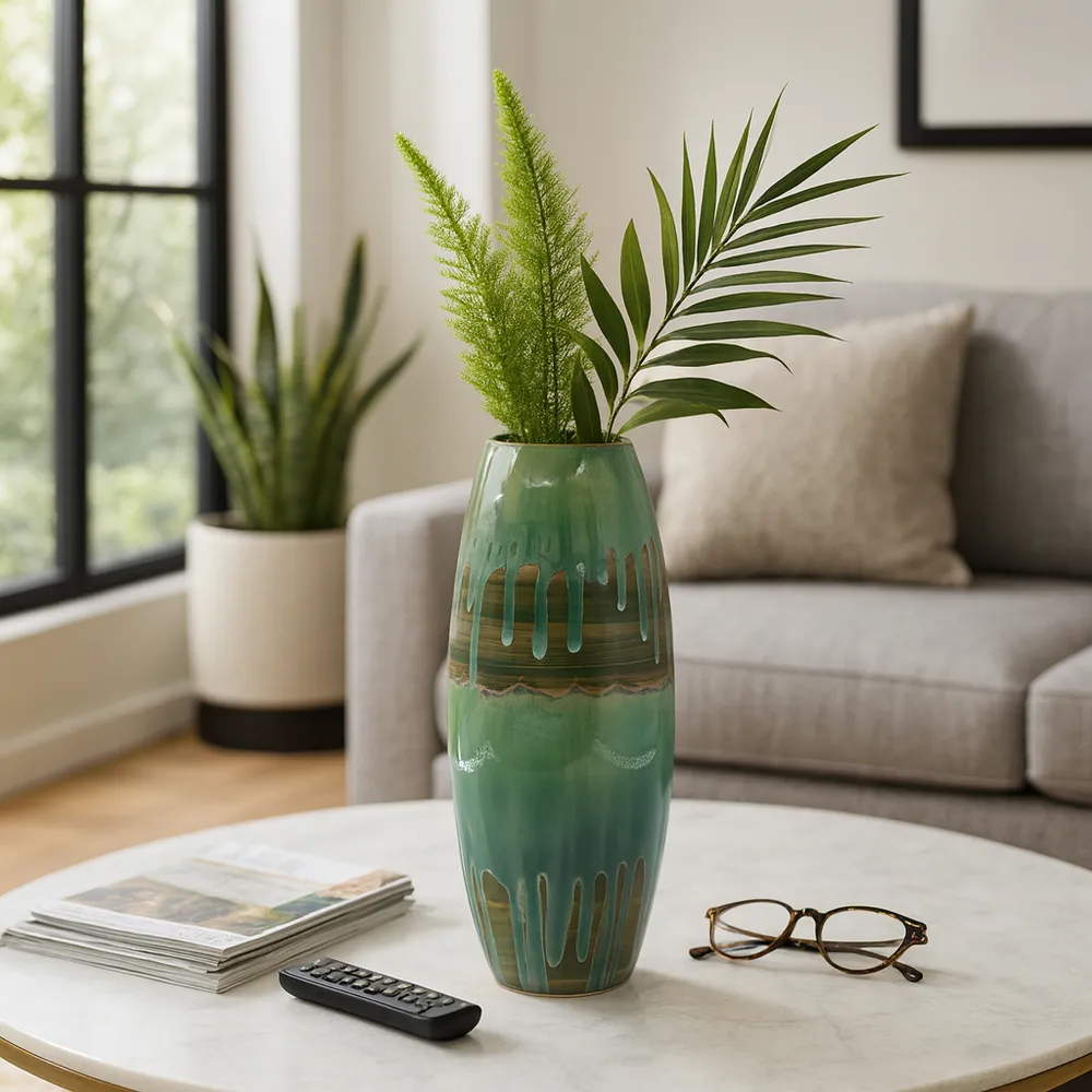 ANSELOAK GREEN VASE 21 (IN)