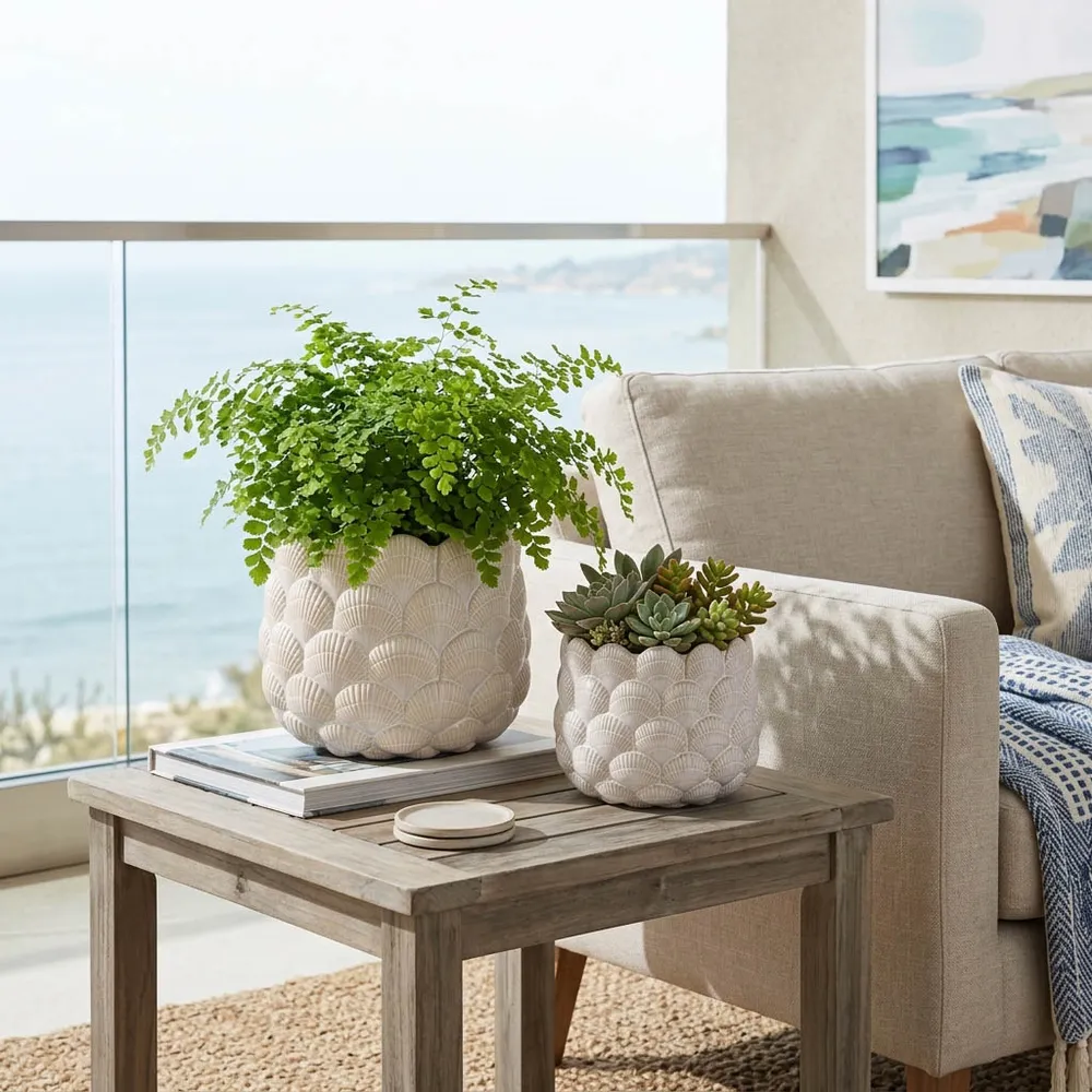 HARKENCREST SET OF 2 WHITE PLANTER 8 (IN)