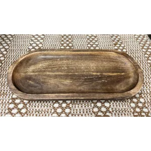 Dark Wood Oval Tray 18x8x1in 4