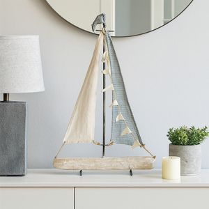 IRON 27" SAILBOAT W/ CLOTH SAILS, MULTI 9