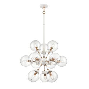 Boudreaux 25'' Wide 12-Light Chandelier - Matte White with Satin Brass 1