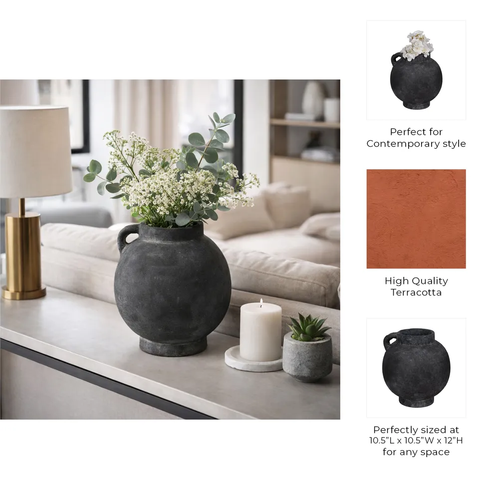 CORBINFORD BLACK VASE 12 (IN)
