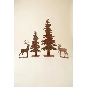 Set of 4 Rustic Metal Christmas Trees and Reindeer 4