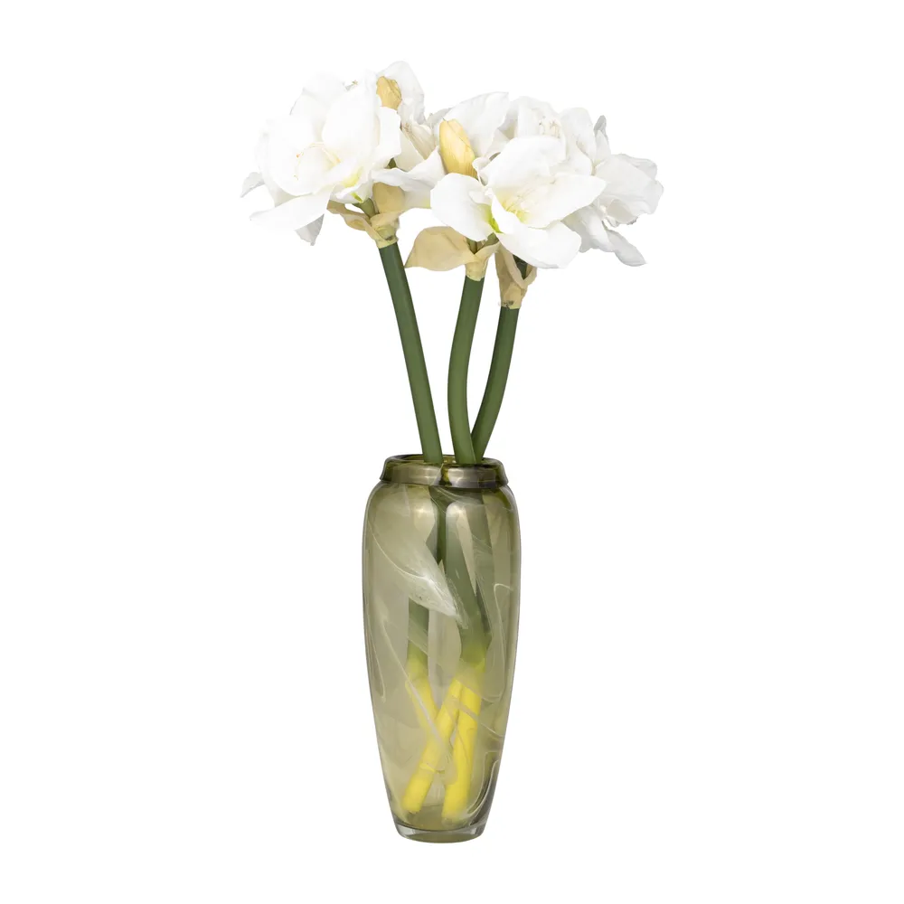SOLCREST GREEN GLASS VASE 14 (IN)
