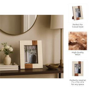RESIN, 4X6 WOOD STRIPE PHOTO FRAME, IVORY/BROWN 8