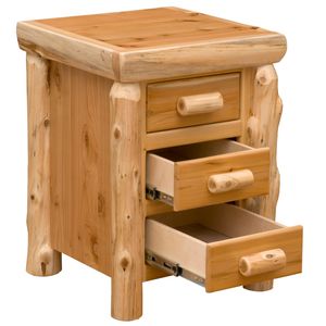 Cedar Log Three Drawer Nightstand - Weathered 3
