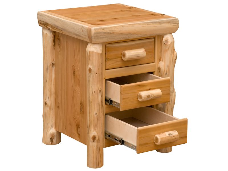Cedar Log Three Drawer Nightstand - Vintage 3