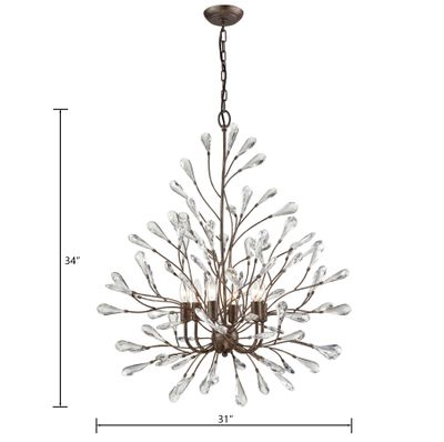 Crislett 31'' Wide 6-Light Chandelier - Sunglow Bronze
