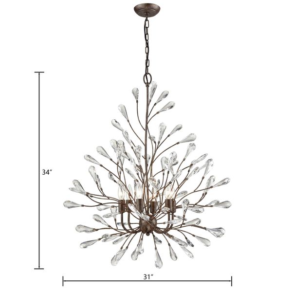 Crislett 31'' Wide 6-Light Chandelier - Sunglow Bronze