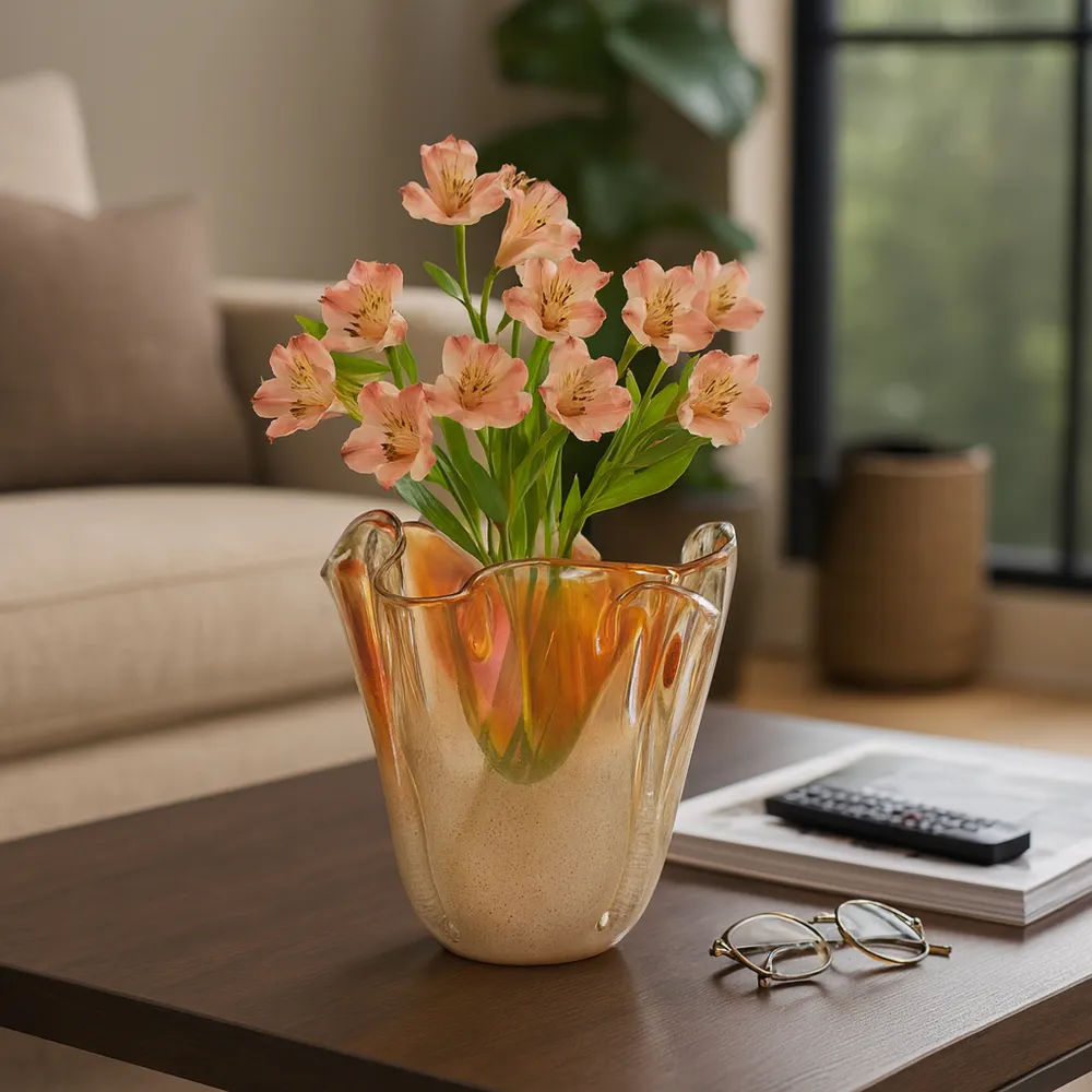DAXTONROSE TAN GLASS VASE 9 (IN)