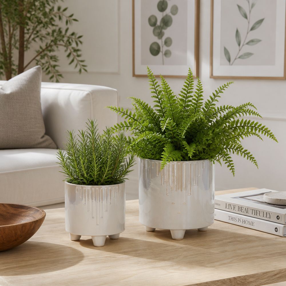 BISHOPTON SET OF 2 IVORY PLANTER 8 (IN)