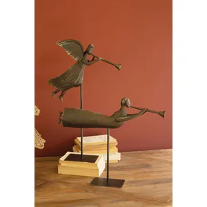 Set of 2 Rustic Metal Folk Art Angels 1