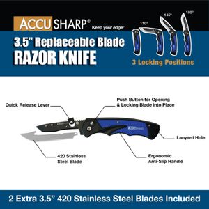 AccuSharp Razor Knife - Blue 8