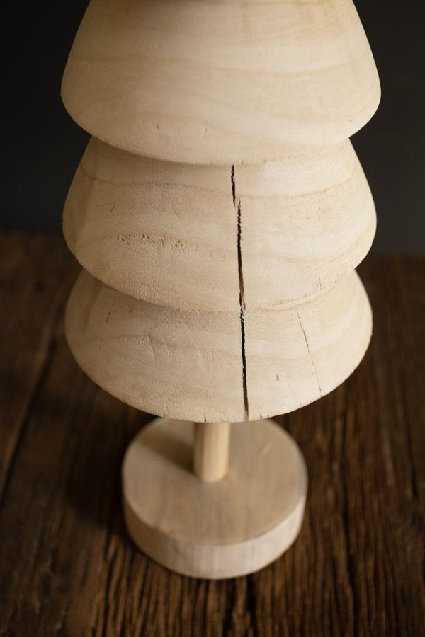 Set of 2 Turned Wood Christmas Trees