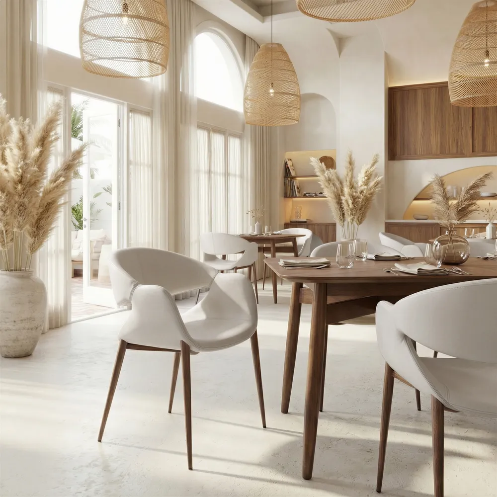 Limay Dining Chair Beige & Walnut