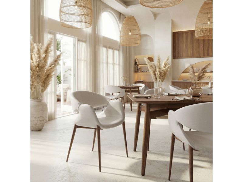 Limay Dining Chair Beige & Walnut 2