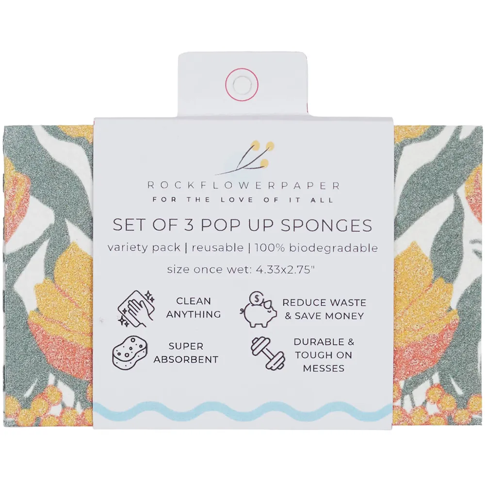Icelandic Poppies Gold Pop-Up Sponge Set 3