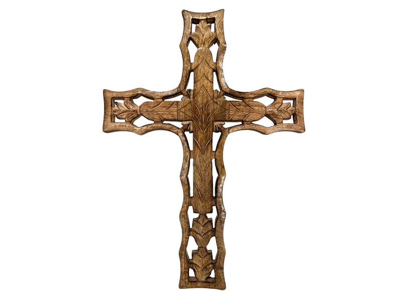 18" x 10.75" Carved Wood Cross 1
