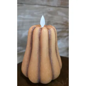 Brown Pumpkin Moving Flame LED Candle 3.8x4.7in 2