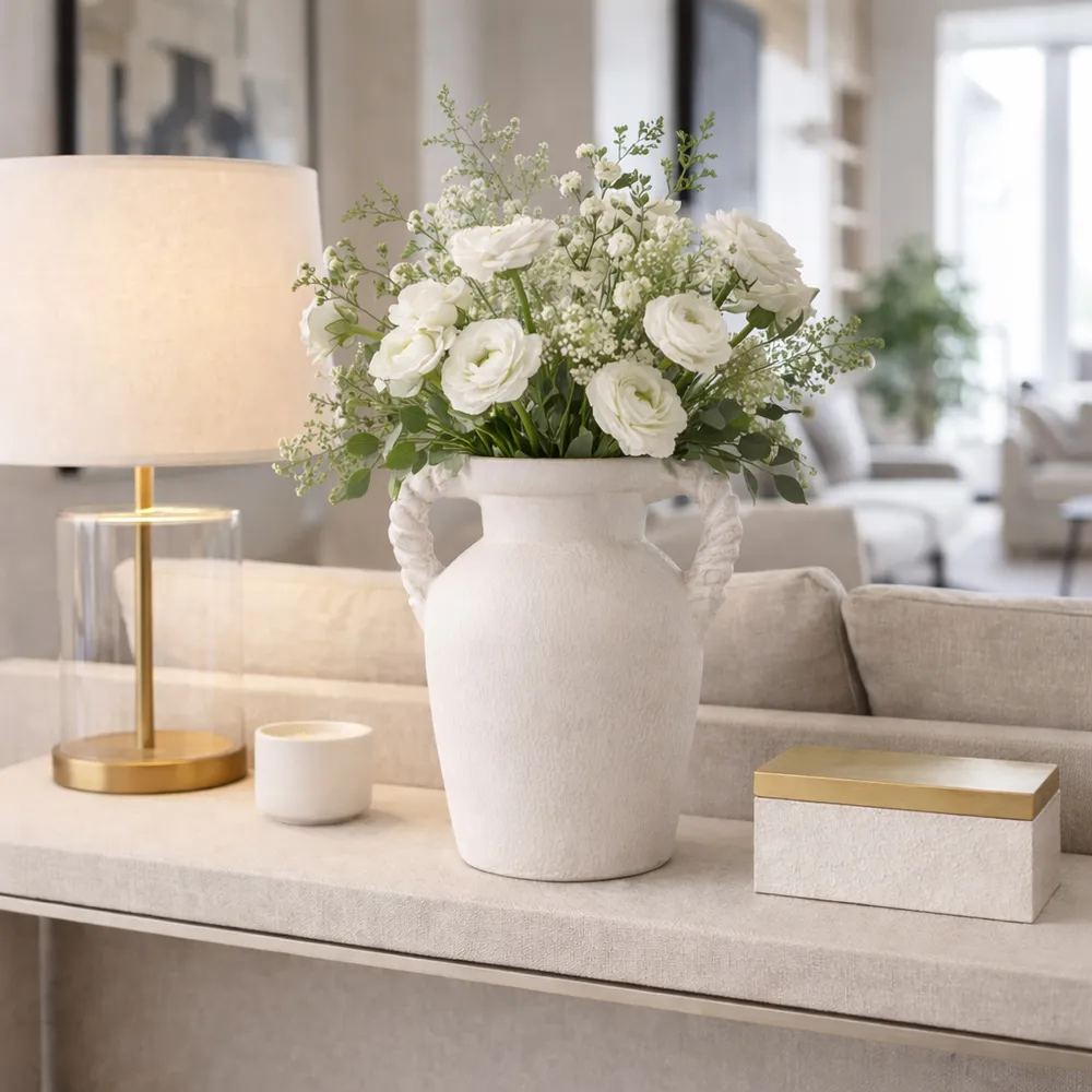 CLOVERWIND WHITE VASE 12 (IN)