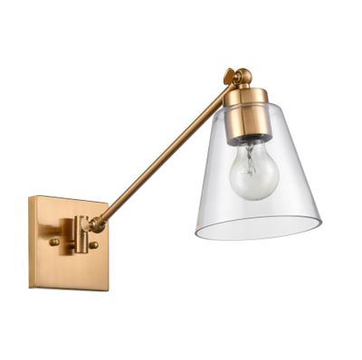 East Point 14.5″ High 1-Light Swingarm Sconce - Satin Brass