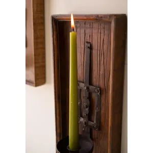 Wooden Wall Sconce with Repurposed Iron Ladle Candle Holder 3