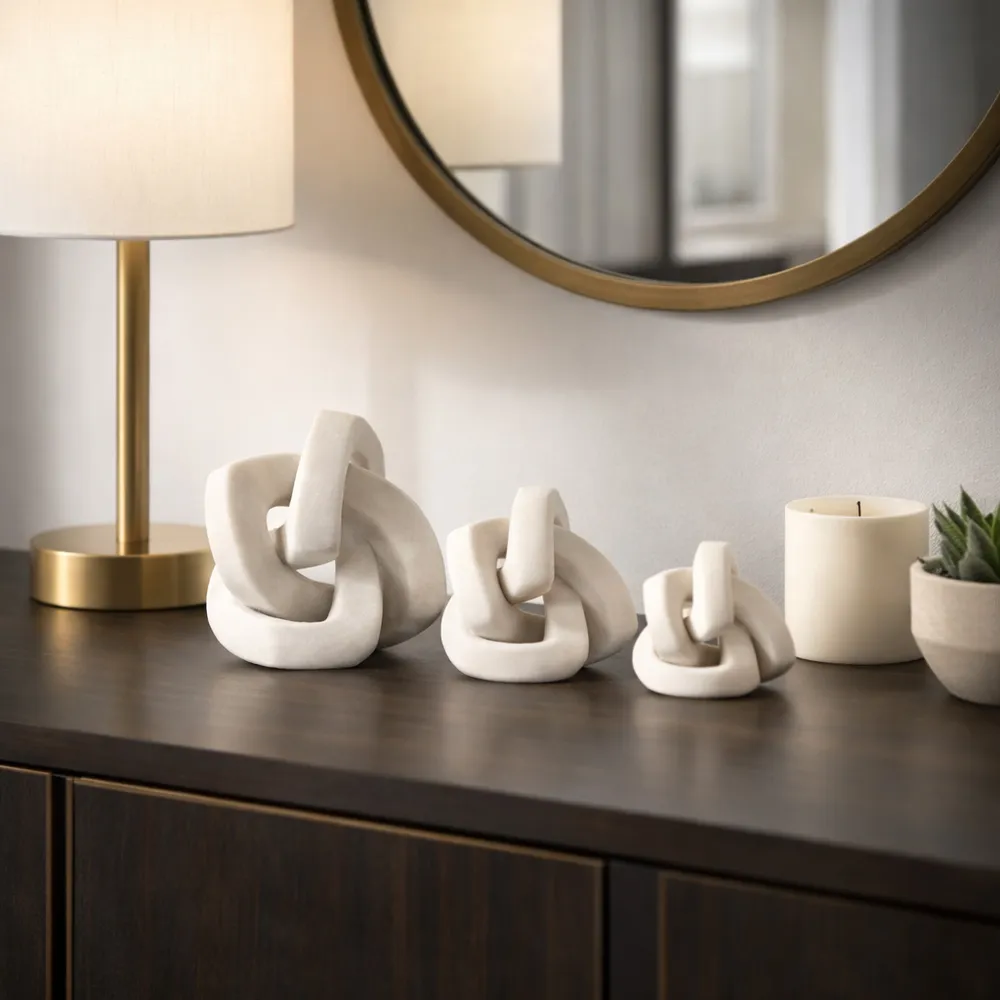 PEYTONHAM SET OF 3 WHITE DECOR 6 (IN)