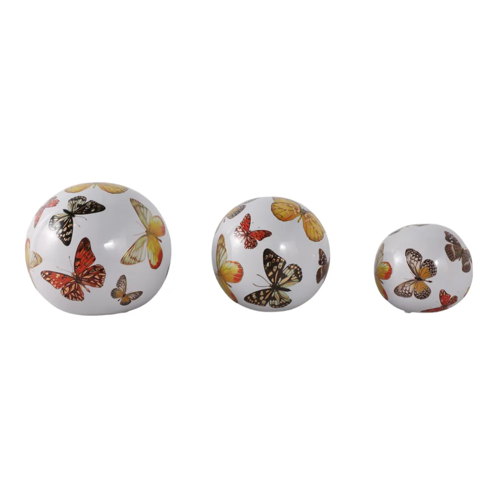SYLVANWAY SET OF 3 WHITE ORBS 6 (IN)