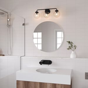 Fairbanks 22.75'' Wide 3-Light Vanity Light - Matte Black and Clear 7