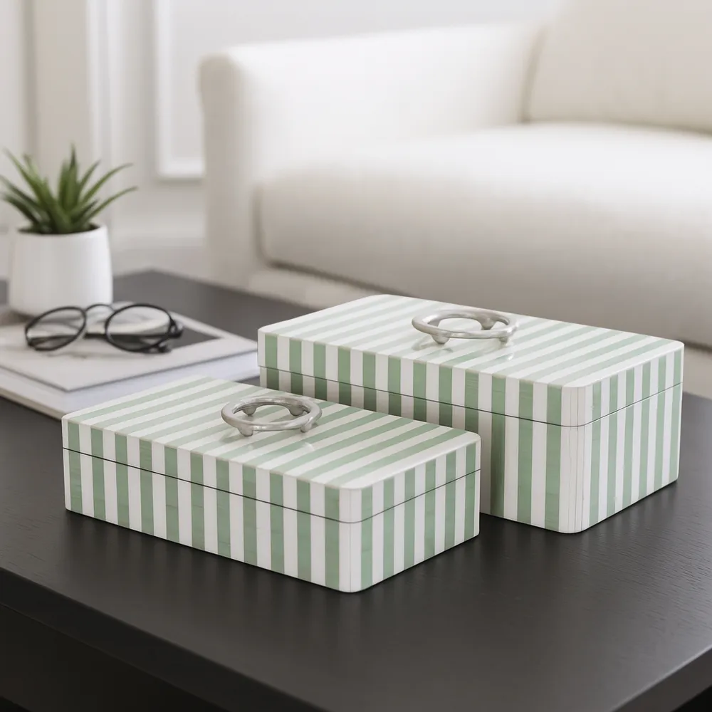 DECKERWORTH SET OF 2 GREEN BOXES 5 (IN)