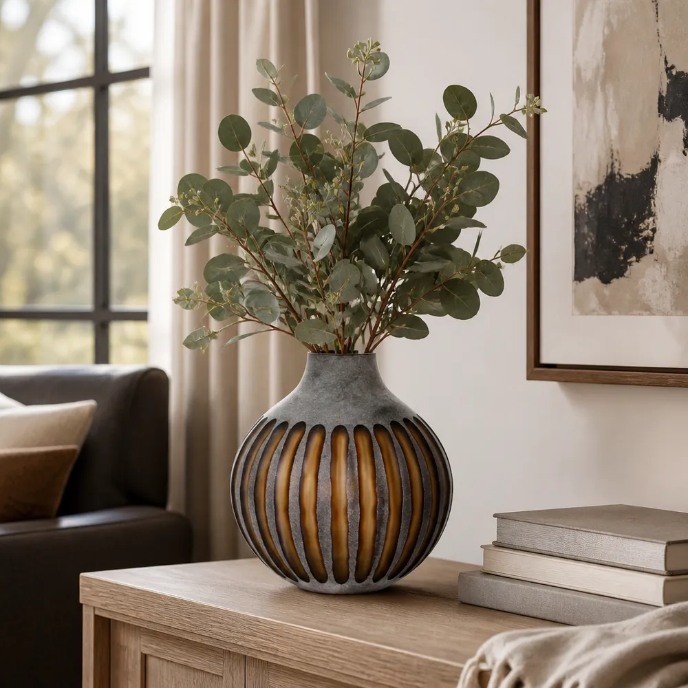 HAMDENSIDE GRAY GLASS VASE 12 (IN)