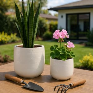 PEYTONLAKE SET OF 2 WHITE PLANTER 10 (IN) 2