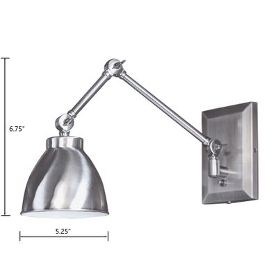 Maggie 6.75″ High 1-Light Swingarm Sconce - Pewter