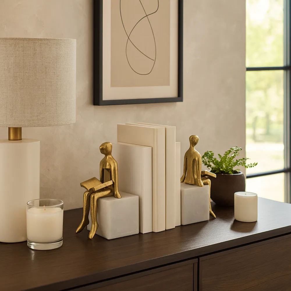 PAXTONLAKE SET OF 2 WHITE BOOKENDS 8 (IN)