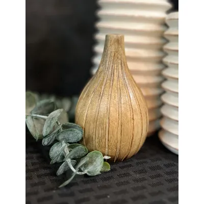 Small Teardrop Wood Vase 5x3in