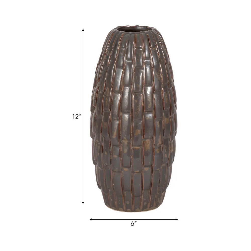 HAMDENROSE BROWN VASE 12 (IN)
