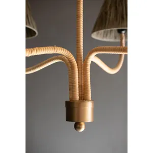 Rattan-Wrapped Chandelier with Raffia Shades 2