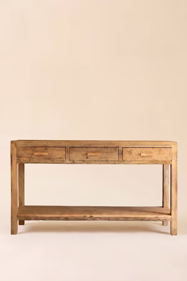 Reclaimed Wood Three Drawer Console