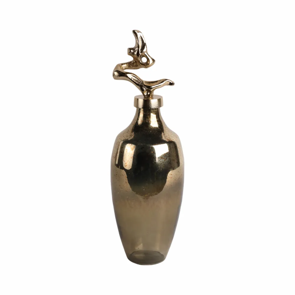 BRAMRUN GOLD GLASS VASE 16 (IN)