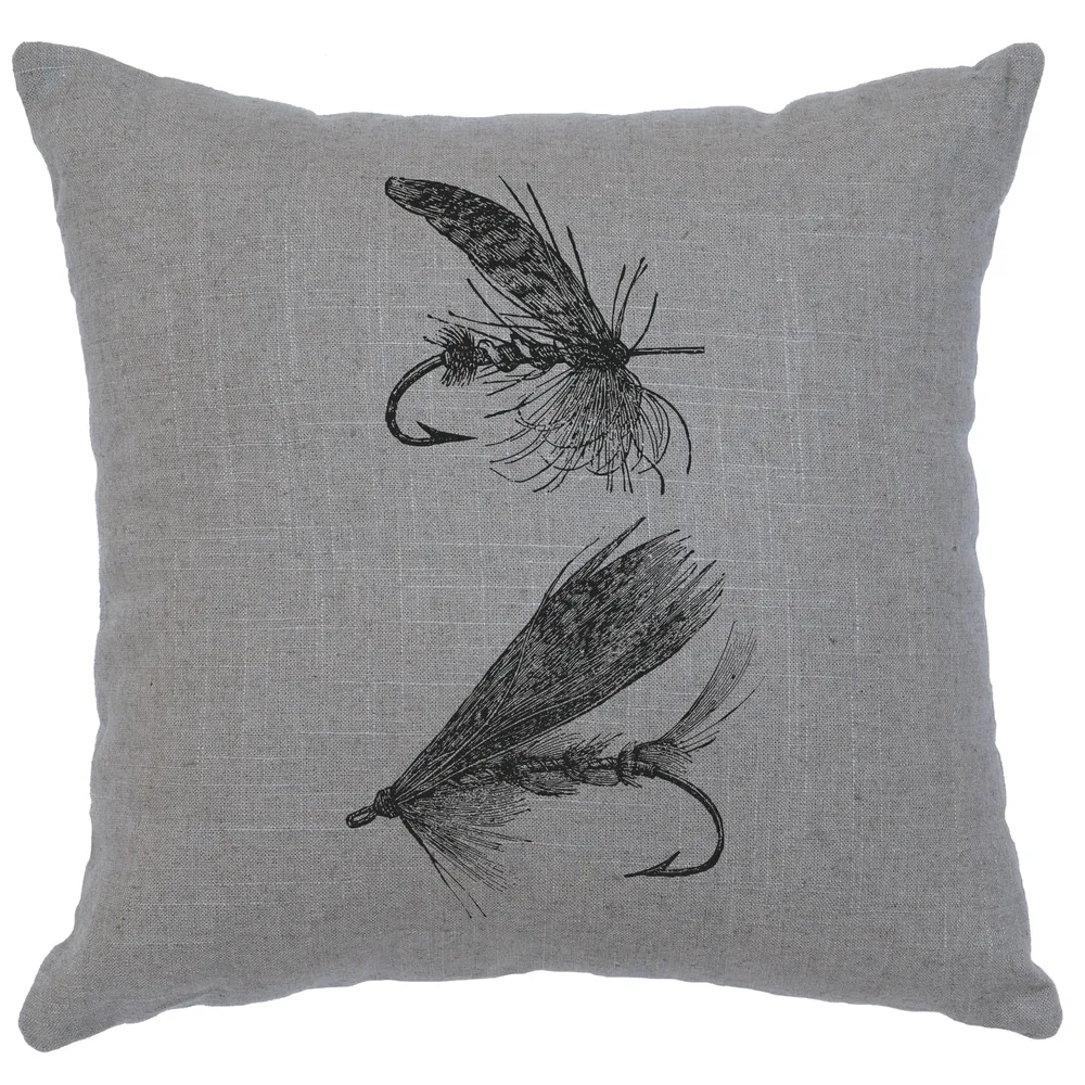 Image Pillow - Flies - Linen Gray