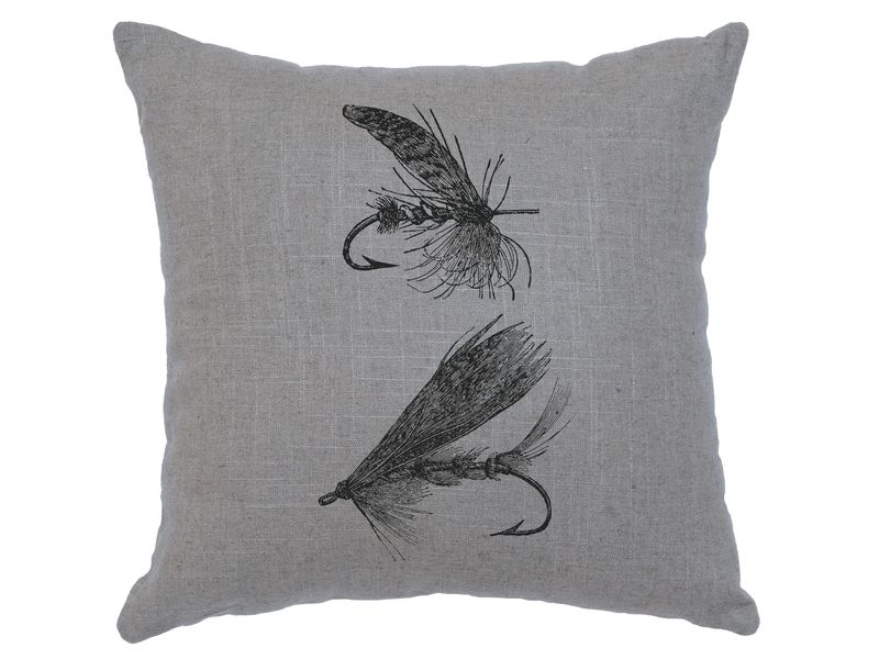 Image Pillow - Flies - Linen Gray 1
