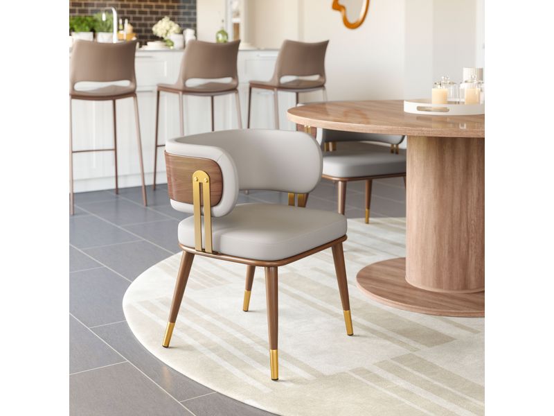 Brew Dining Chair Beige & Walnut 9
