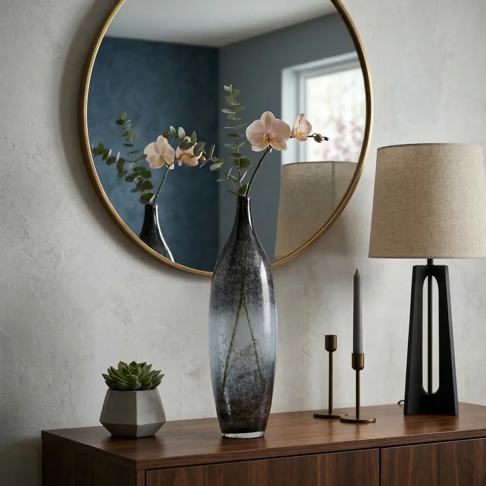 FINLEYMOOR BLUE GLASS VASE 18 (IN)