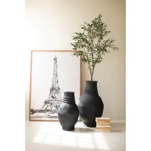 Set of 2 Paper Mache Oval Urns 1