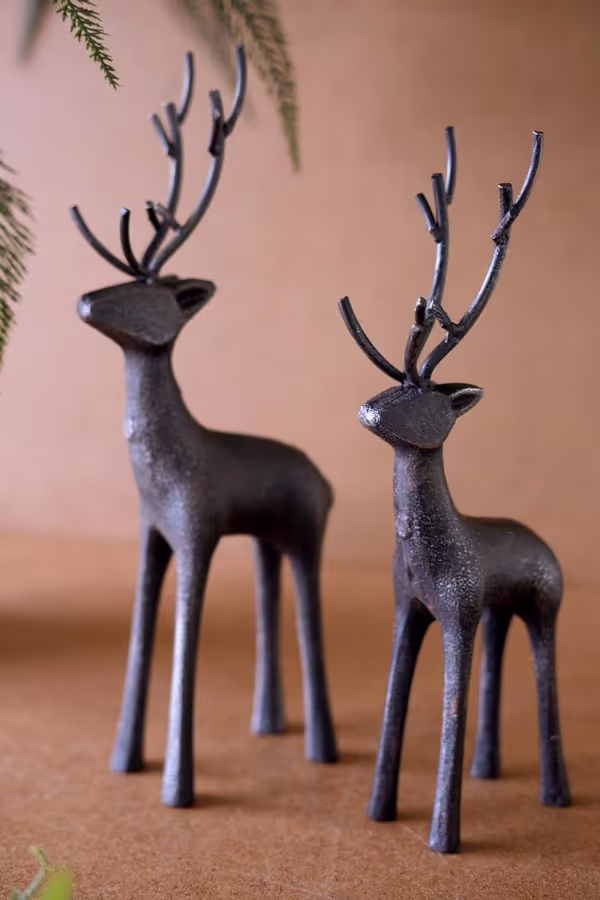 Set of 2 Cast Iron Reindeer