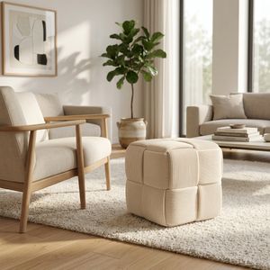 COREYBEACH IVORY OTTOMAN 15 (IN) 10