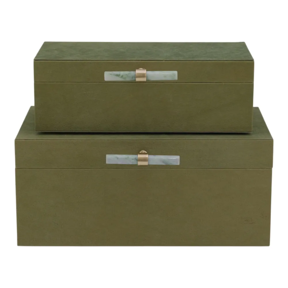 GARANDBEACH SET OF 2 GREEN BOXES 7 (IN)